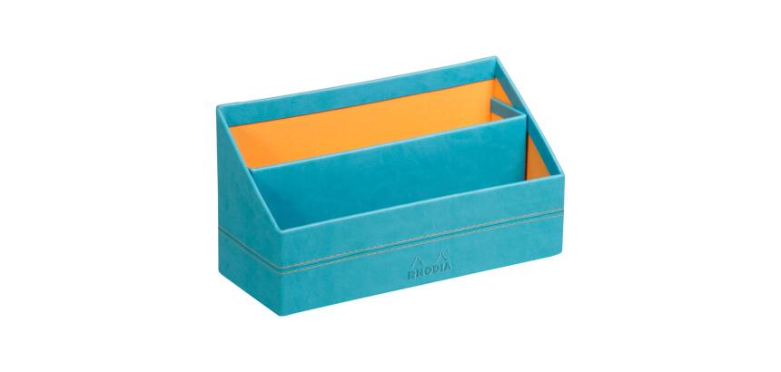 Rhodiarama porte-courrier simili cuir italien 25x10x14 cm - Turquoise