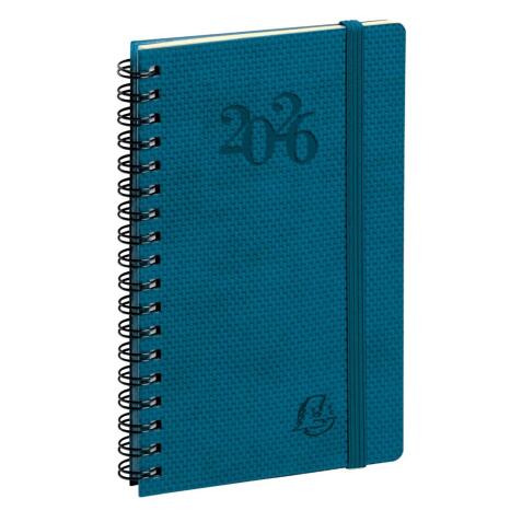 Agenda de poche Eurotime 16S spiralé Swan 9 x 16 cm Janvier à Décembre 2026 - Bleu canard