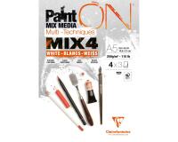 PaintON MIX4 bloc collé 12F A5 250g assorti 4x3F