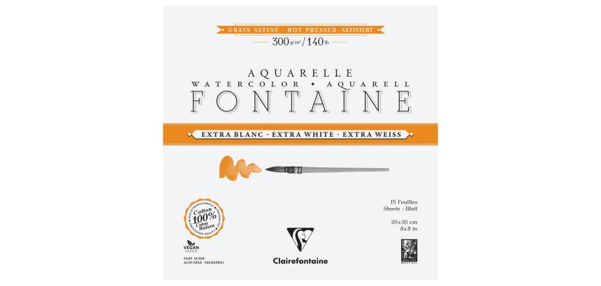 Fontaine Extra Blanc Grain Satiné bloc collé 4 côtés 15F 20x20cm 300g