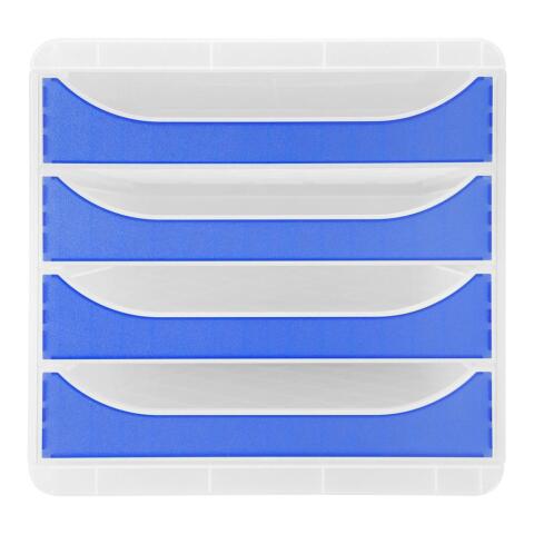 Módulo individual BIG-BOX para documentos A4 + con 4 cajones, ultra-rígido y con stop de seguridad y con stop de seguridad - CHROMA LINE (translucido) - Azul real