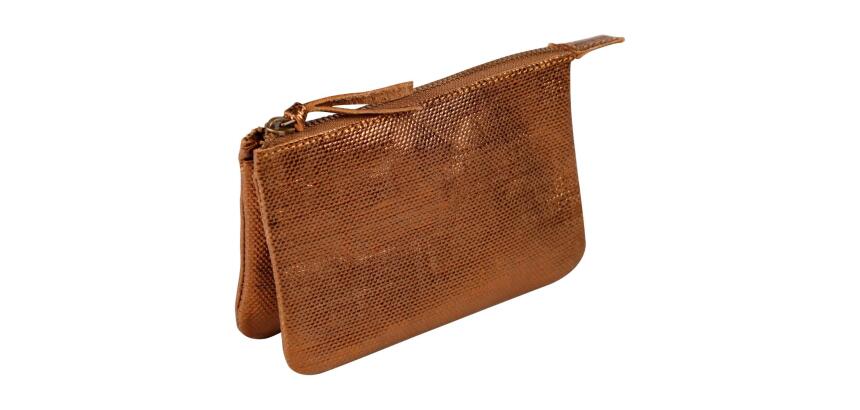KLEO-PATHRA CUIR Petite Pochette 2 compartiments 13x9 cm Bronze