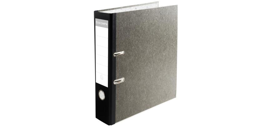 A4 MAXI Archivadores papel jaspeado Prem'Touch ® Lomo: 80 mm - Gris-Lomo Negro