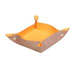 Rhodiarama vide-poche réversible simili cuir italien 12x12x4,5 cm - Taupe