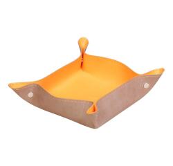 Rhodiarama vide-poche réversible simili cuir italien 12x12x4,5 cm - Taupe