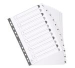 Intercalaires imprimés à touches plastifiées - 12 touches 1 à 12 - A4 - Blanc