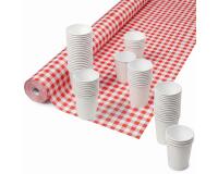 Tovaglia a rotolo monouso in carta damascata 1,18 x 10 m - Vichy rosso