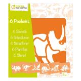 Set de 6 pochoirs enfants, Dinosaures - Orange
