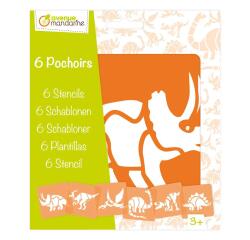Set de 6 pochoirs enfants, Dinosaures - Orange