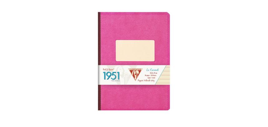 Carnet brochure dos toilé collection 1951 A5 192 pages ligné - Framboise