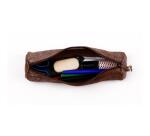 KLEO-PATHRA CUIR Trousse ronde Ø5,5x22 cm Argent