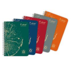 Carnet reliure intégrale FOREVER PREMIUM 100% recyclé A6 120 pages détachables micro-perforées petits carreaux papier blanc 90 g - Assortis