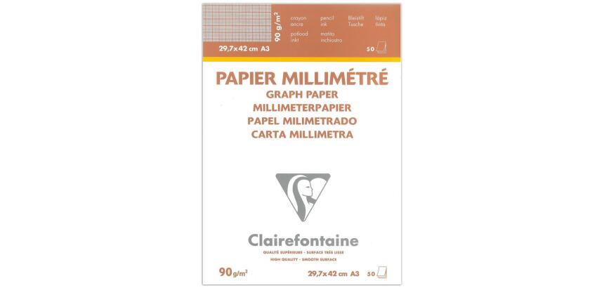 Vélin Millimétré bloc collé 50F A3 90g