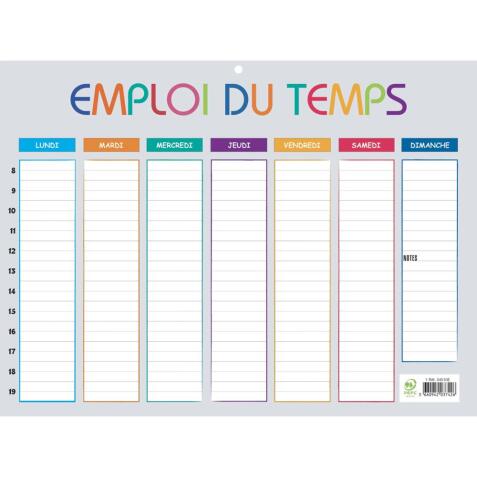 Emploi du temps Multicolore 29,5 x 22 cm - Gris