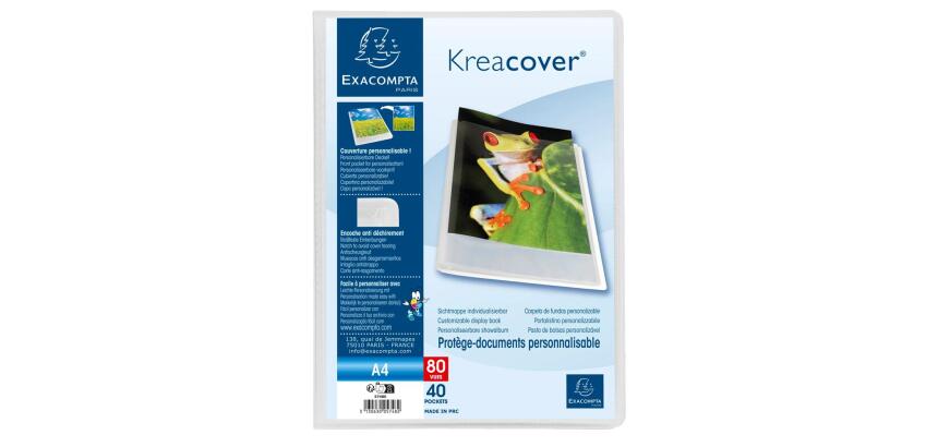 Kreacover® Chromaline Personaliseerbare showalbums PP met vaste rug - 40 tassen - 80 zichten - A4 - Kleurloos