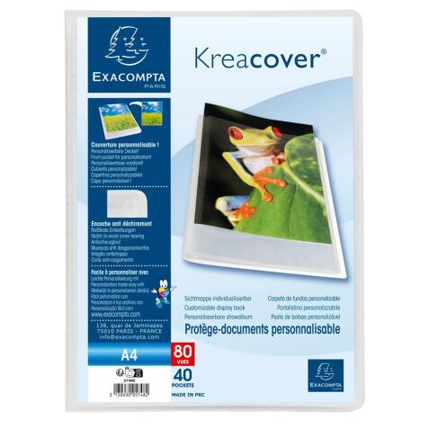 Kreacover® Chromaline Personaliseerbare showalbums PP met vaste rug - 40 tassen - 80 zichten - A4 - Kleurloos