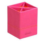 Rhodiarama pot à crayons simili cuir italien 8x8x11 cm - Framboise