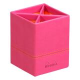 Rhodiarama pot à crayons simili cuir italien 8x8x11 cm - Framboise