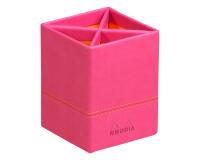 Rhodiarama pot à crayons simili cuir italien 8x8x11 cm - Framboise