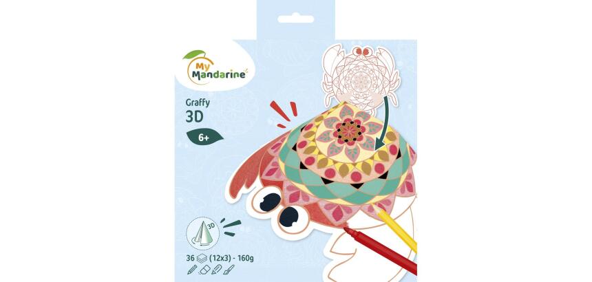 Graffy Pop Mandala 3D, Animaux marins - Bleu