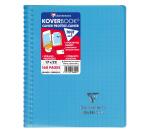 Cahier reliure intégrale enveloppante Koverbook 17x22cm 160 pages grands carreaux couverture polypropylène transparent - Assortis