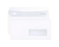 Boite de 500 Enveloppes Blanches DL-110x220mm -Auto-Adhésives - 80g/m2 - Fenêtre Papier Cristal 35x100 (position 20/20) - Blanc