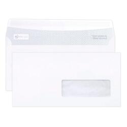 Boite de 500 Enveloppes Blanches DL-110x220mm -Auto-Adhésives - 80g/m2 - Fenêtre Papier Cristal 35x100 (position 20/20) - Blanc