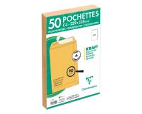 Paquet de 50 Pochettes Kraft Milleraies Brun C4-229x324 mm - Auto-Adhésives - 90g/m2 - Brun