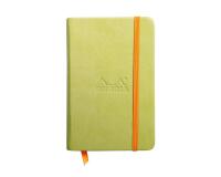 Rhodiarama carnet rembordé rigide 9x14 cm 192 pages ligné papier ivoire 90g fermeture élastique - Anis