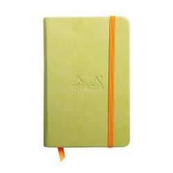 Rhodiarama carnet rembordé rigide 9x14 cm 192 pages ligné papier ivoire 90g fermeture élastique - Anis