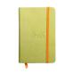 Rhodiarama carnet rembordé rigide 9x14 cm 192 pages ligné papier ivoire 90g fermeture élastique - Anis