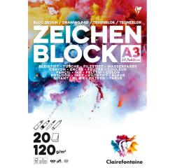 Bloc Zeichenblock encollé 20F A3 120g