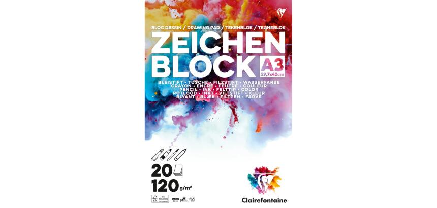 Bloc Zeichenblock encollé 20F A3 120g