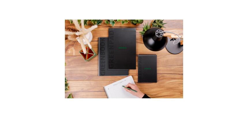 <div>GREENPAD perfect binding notebook, A5+, lined, black</div>
