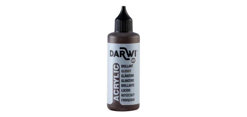 Darwi Flacon de 80 ml de Peinture Acrylique Universelle Brillante - Marron foncé