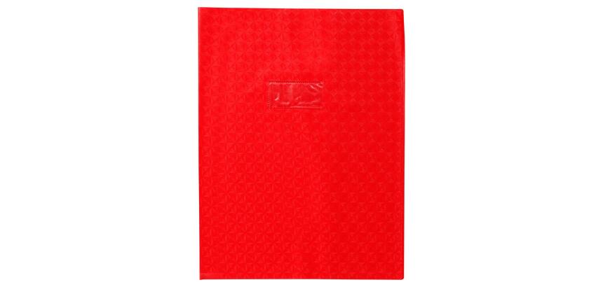 Protège-cahiers grain losange PVC 18/100ème avec porte-étiquette 24x32 cm