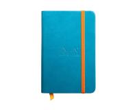 Rhodiarama carnet rembordé rigide 9x14 cm 192 pages uni papier ivoire 90g fermeture élastique - Turquoise