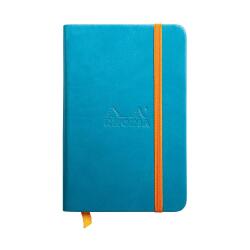 Rhodiarama carnet rigide A6 96 feuilles unies papier ivoire 90 g fermeture élastique. - Turquoise