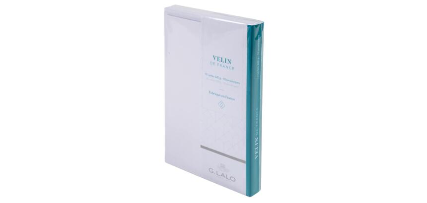 10 cartes Vélin de France + 10 enveloppes visite extra blanc - Blanc