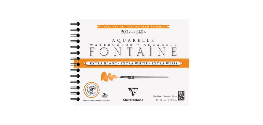 Fontaine Extra Blanc Grain Satiné album spiralé 12F 18x24cm 300g