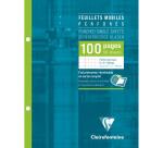 Feuillets mobiles sous étui 16,5x21cm 100 pages perforées 2 trous petits carreaux + marge - Blanc