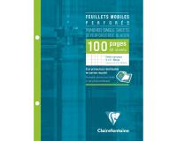 Feuillets mobiles sous étui 16,5x21cm 100 pages perforées 2 trous petits carreaux + marge - Blanc