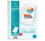 Sachet de 100 pochettes perforées polypropylène grainé 5/100e - A4 - Cristal