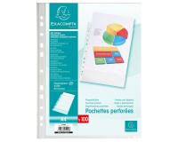 Sachet de 100 pochettes perforées polypropylène grainé 5/100e - A4 - Cristal