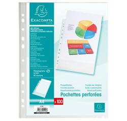 Pk 100 Punch Pockets PP A4 0.05mm Grain - Crystal