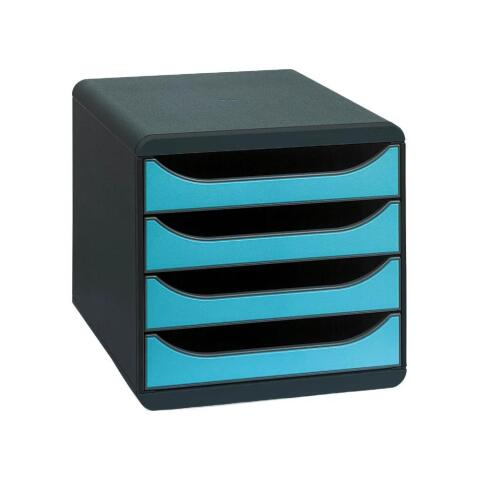 Módulo individual BIG-BOX para documentos A4 + con 4 cajones, ultra-rígido y con stop de seguridad y con stop de seguridad - IDERAMA - Turquesa