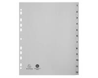 Intercalaires imprimés numériques PP recyclé gris 12 positions - A4 Maxi - Gris