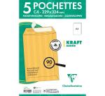 Paquet de 5 Pochettes Kraft Adour Brun C4-229x324mm - Auto-Adhésives - 90g/m2 - Brun