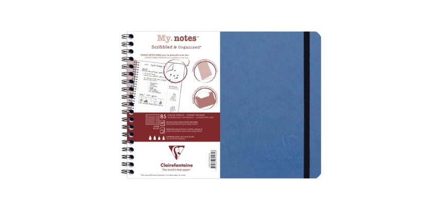 My.Notes Age Bag, Spiralheft B5 Querformat, 60 Blatt 90g, liniert mit Kopfleiste, abtrennbar, mikroperforiert - Blau