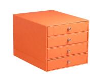 Rhodiarama trieur 4 tiroirs simili cuir italien 24,8x32,7x22,8 cm - Tangerine